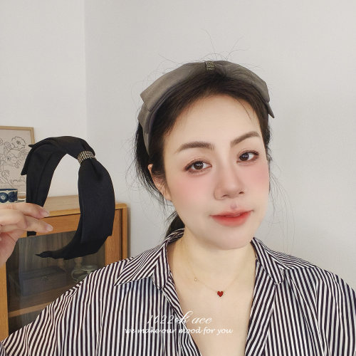 韩国进口复古蝴蝶结水钻宽边发箍
