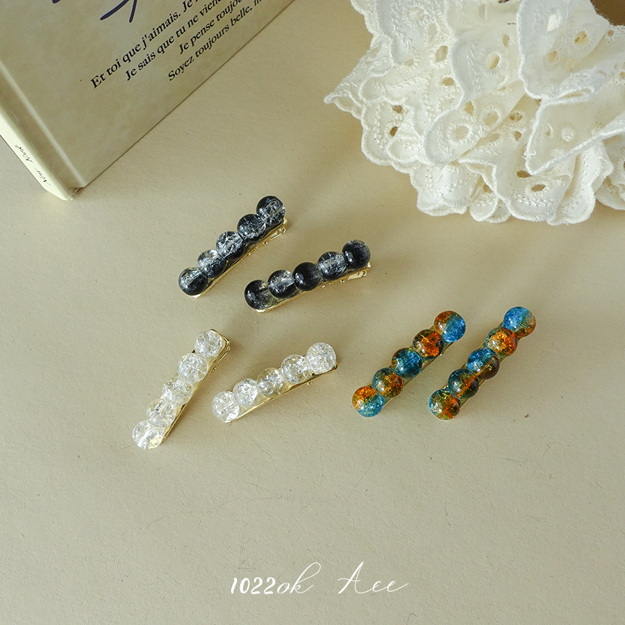 韩国进口晕染彩色仿碎晶刘海发夹