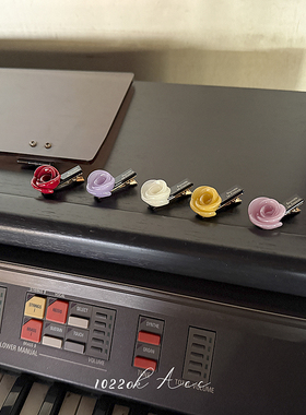 韩国进口france发夹女白色玫瑰花一字夹刘海夹侧边夹短发卡发饰