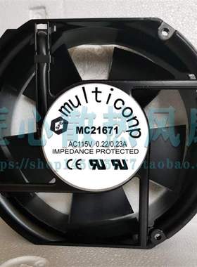 MULTICONP MC21671 轴流风扇, 172MM, 115VAC, 0.22/0.23a 散热