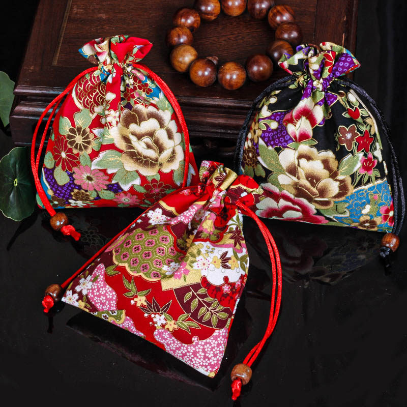 红色福袋烫金棉布束口收纳袋 抽绳礼品袋锦囊小布袋首饰袋12*15,饰品/流行首饰/时尚饰品新,首饰袋,淘宝优惠券,粉丝福利购,淘宝优惠卷