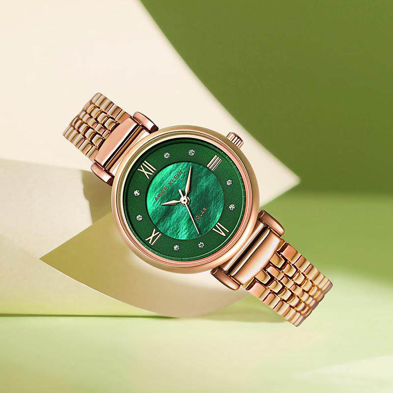 anne klein 安妮克莱因摩登复古小绿表石英机芯女表 ak-3630gmrg