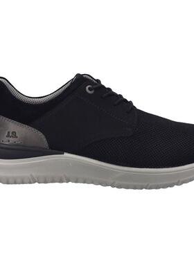 代购JOSEF SEIBEL男士休闲鞋透气轻便软底舒适黑色系带网面平跟