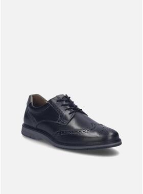 代购JOSEF SEIBEL男士正装皮鞋透气软底轻便耐磨黑色拼接设计