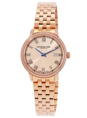 代购Raymond weil雷蒙威女士腕表日期夜光计时防刮玫瑰金钢带
