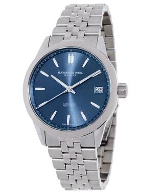 代购Raymond weil雷蒙威男士腕表日期自动夜光计时钢带防水蓝盘