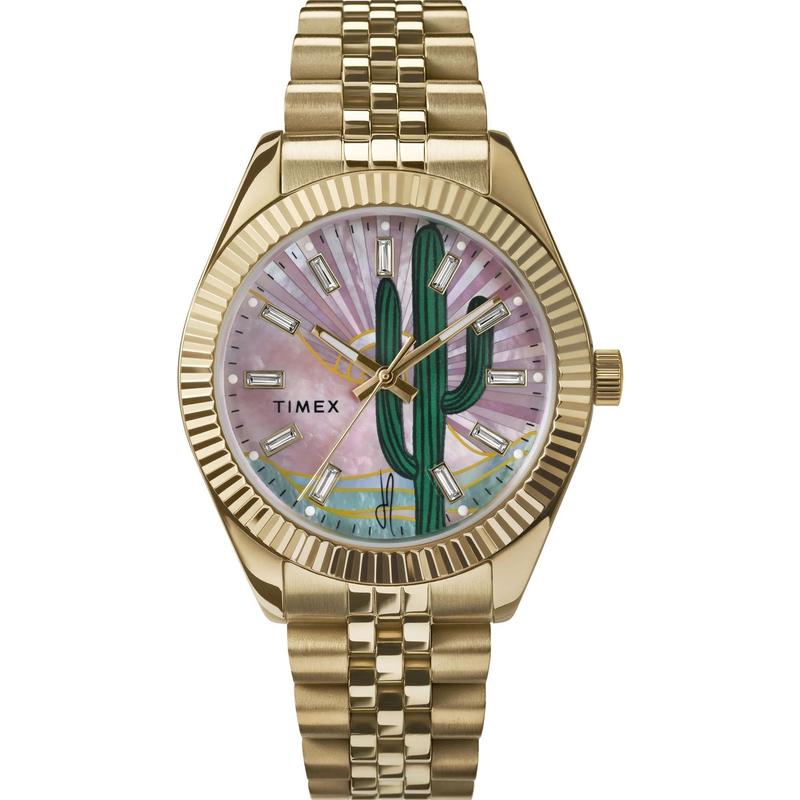 代购Timex天美时男女腕表计时夜光防水日期金属金表钢带彩盘