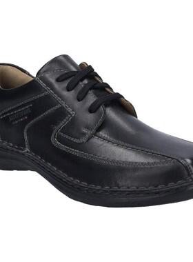 代购JOSEF SEIBEL男士皮鞋透气软底轻便舒适黑色系带圆头平跟