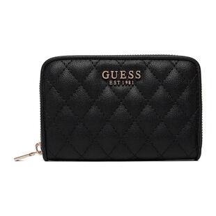 代购GUESS女士钱包多卡位收纳拉链闭合便携式设计防滑表面黑色