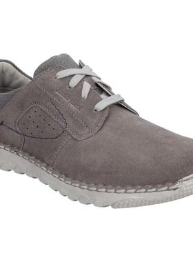 代购JOSEF SEIBEL男士休闲鞋透气软底轻便舒适灰色系带圆头平跟