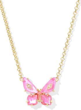代购Kendra Scott女士蝴蝶项链浪漫精致优雅闪耀粉色金色链条