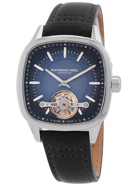 代购Raymond weil雷蒙威男士腕表自动夜光防水计时钢壳皮带蓝面