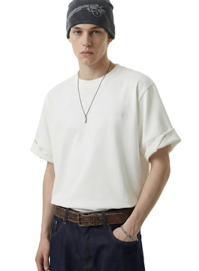 260G卷袖重磅印花T恤26春夏新品街头潮牌风休闲短袖上衣