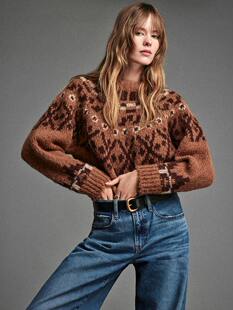 小猫儿美国代购直邮 Frame费尔岛宽松休闲圆领套头毛衣针织衫