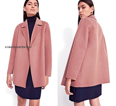 小猫儿美国代购Theory烟粉色羊绒羊毛气质宽松毛呢女士外套大衣