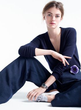 美国代购 Equipment深蓝色纯羊绒开衫毛衣外套 318美金 国内现货