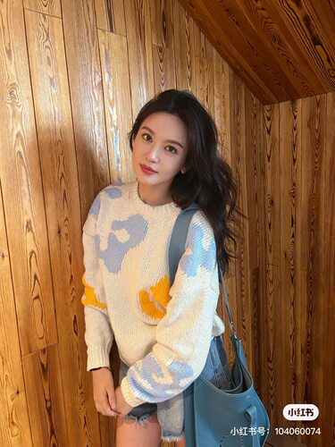 小猫儿美代直邮Frame复古北欧风圆领印花羊毛针织衫毛衣 明星同款