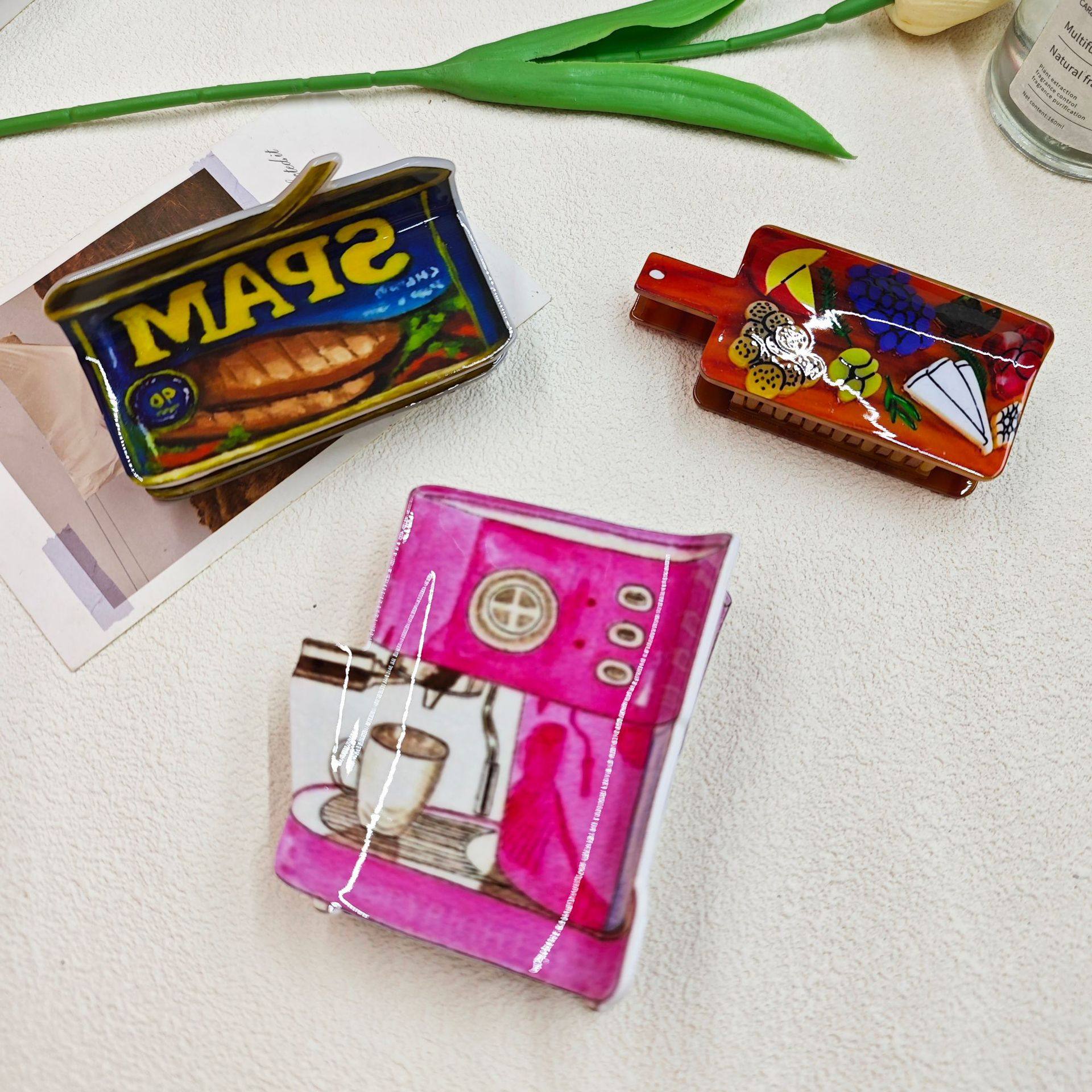 创意新款长方形马口铁盒发抓卡通迷你小铁盒抓夹 饰品卡片收纳盒