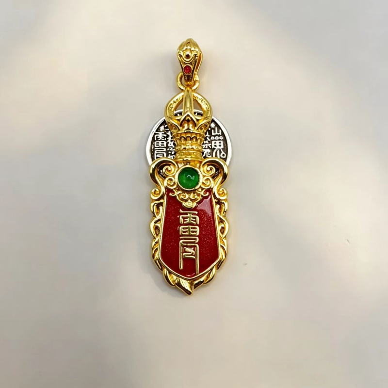 小众复古道系山鬼花钱剑形吊坠国潮项链男士本命年护身符锁骨链