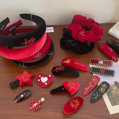 新款新年烟花爆竹系列丝绒感发箍