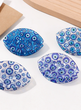 创意新款炫彩蓝色系恶魔之眼抓夹鲨鱼夹子发饰发夹头饰品