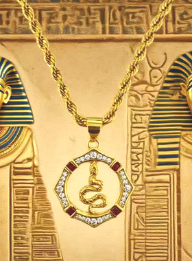 创意神秘埃及风法老灵蛇吊坠项链复古时尚高级感锁骨链个性卫衣链