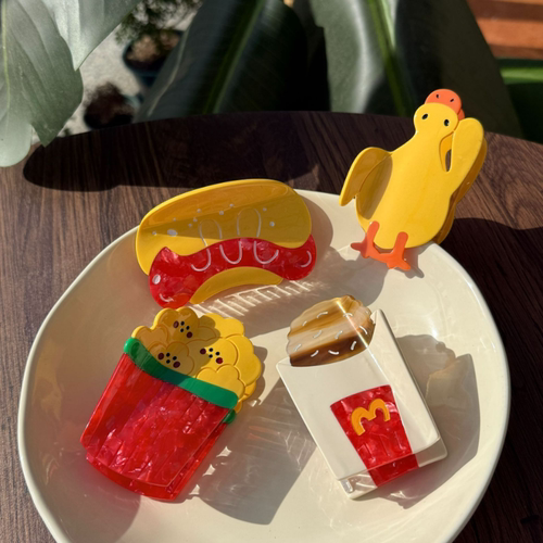汉堡薯条醋酸抓夹可爱冰淇淋发夹