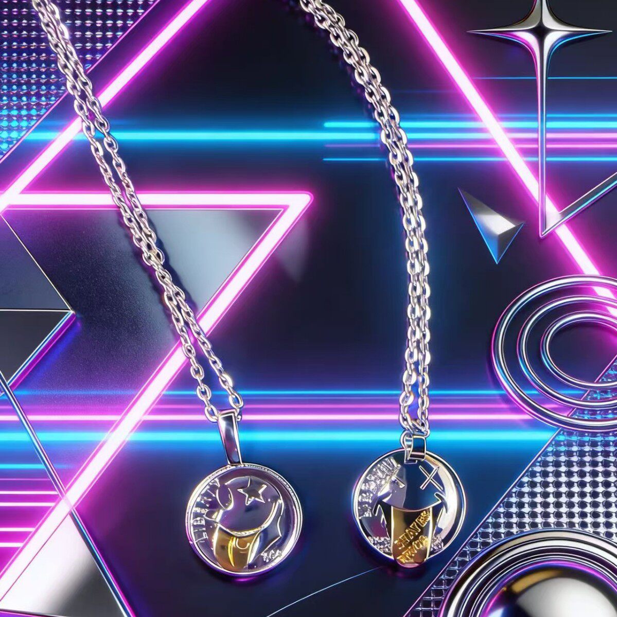 朋克潮流风搞怪笑脸嘻哈吊坠项链时尚百搭痞帅挂坠颈链个性卫衣链