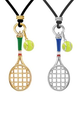 网球拍吊坠项链锁骨链