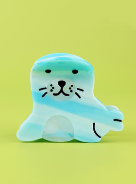 新款海洋小动物蓝色小海豹醋酸抓夹后脑勺鲨鱼夹手工发饰头饰发抓