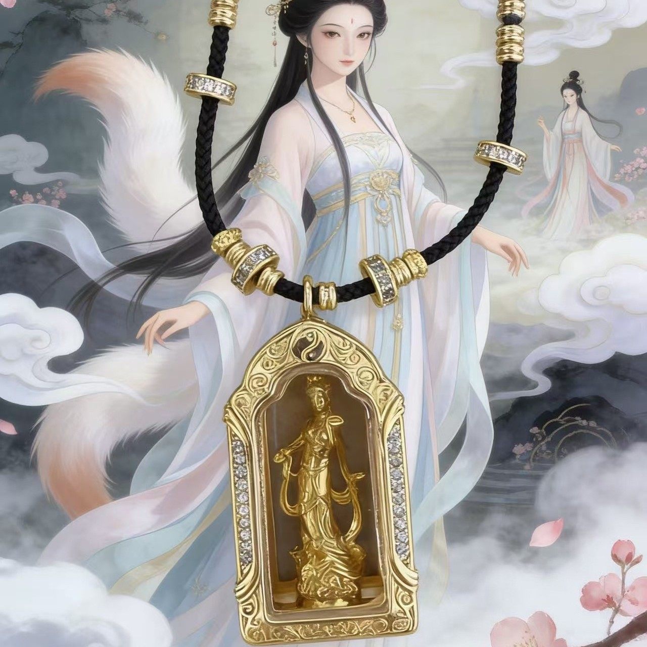 道家中国风狐仙国潮新中式时来运转吊坠项链招财运挂坠颈链子饰品