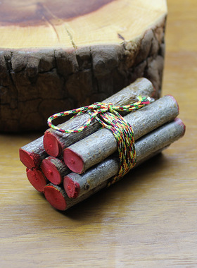 老桃木原木东南桃木枝搬家卧室摆件五色线七根桃木枝纯手工描红款