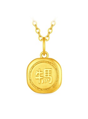 马年生肖系列牛马方圆牌项链精致简约锁骨链女时尚百搭纪念礼物款