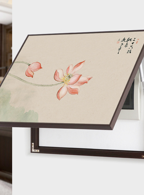 电表箱装饰画入户电闸网路线盒免打孔新中式水墨荷花配电箱遮挡挂