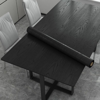 黑色木纹桌面贴纸自粘防水桌贴桌纸仿木贴皮桌子木纹家具翻新贴膜