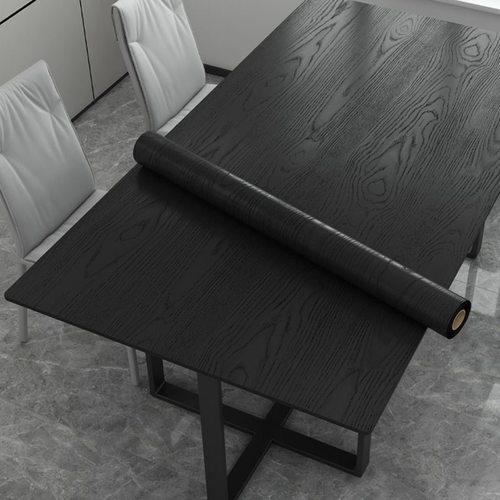 黑色木纹桌面贴纸自粘防水桌贴桌纸仿木贴皮桌子木纹家具翻新贴膜