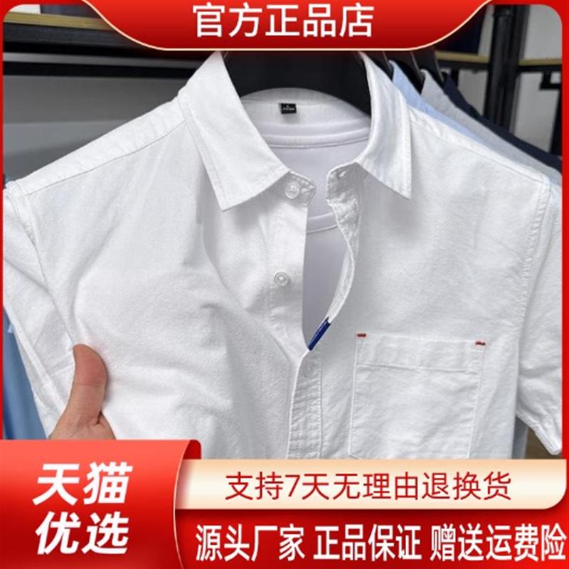 Pilotis2026纯棉男短袖衬衫夏季潮流修身牛津纺衬衣商务全棉上衣