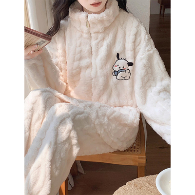 高品质冬季加绒加厚家居服套装