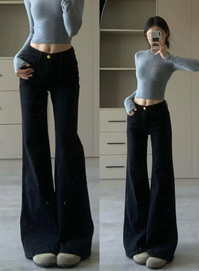 女童牛仔裤秋季2025新款休闲裤子中大童女装春秋黑色儿童微喇叭裤