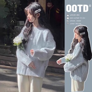 女童秋冬毛衣2024新款儿童水貂绒加厚女孩冬季休闲女大童针织上衣