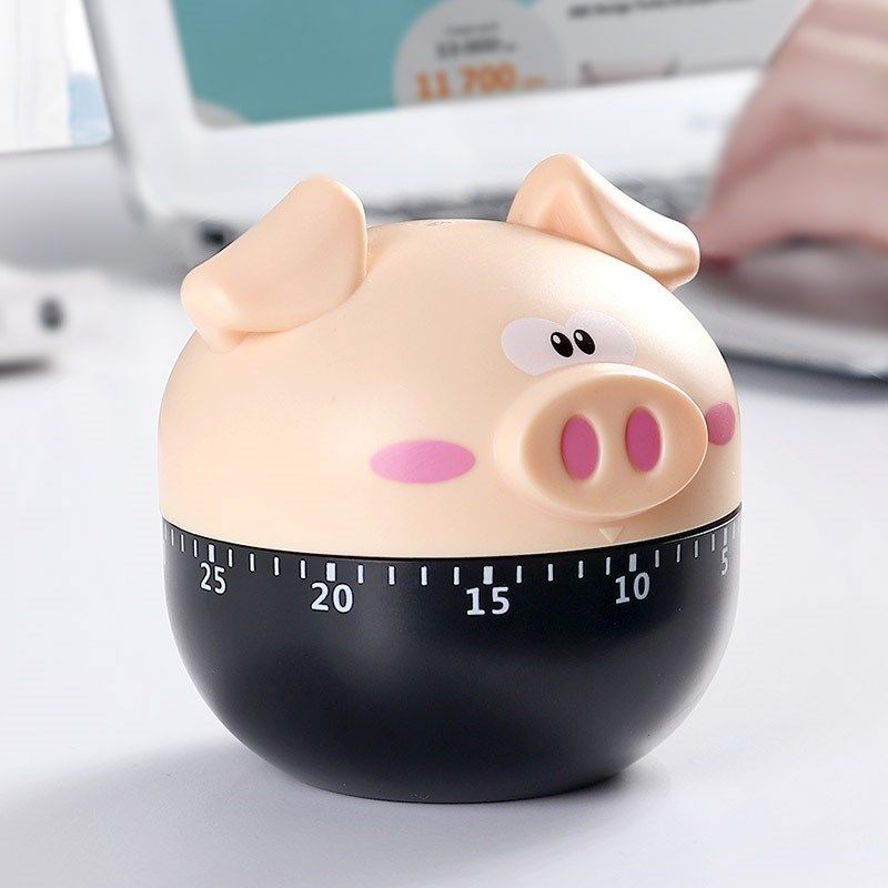Ustar cartoon pig in the kitchen timer baking students time