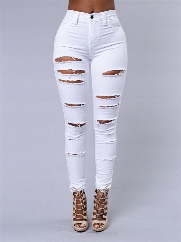 2018Fashion elastic trousers jeans women ladies pants女裤