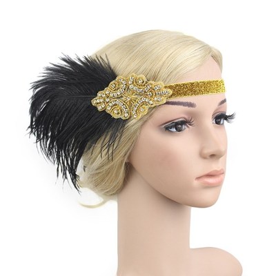 舞会派对复古头带头饰1920s Gatsby Flapper Feather Headpiece