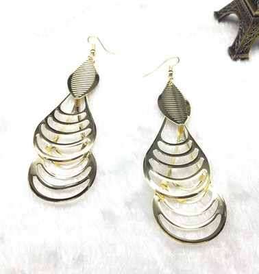 欧美风夸张多层流苏金属耳环