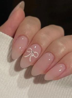 24pcs Pink Fake Nail Patch Sweet Style False Nails Full Cove