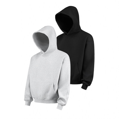 OKINE/高克重Boxy基础卫衣抗皱cleanfit短宽版型Hoodie纯色帽衫
