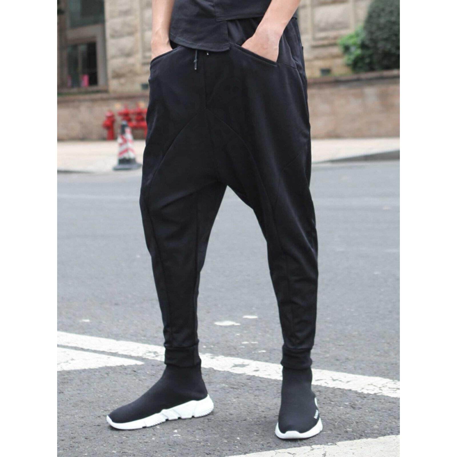 春秋男哈伦裤青年休闲大裆裤个性跨裤韩版飞鼠裤潮流束腿小脚裤男