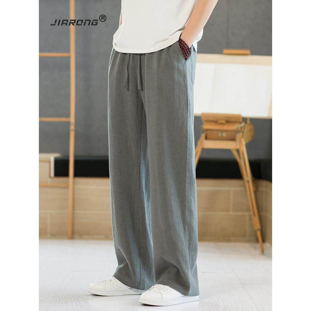 高端亚麻裤男夏薄款棉麻裤子男款夏季直筒宽松阔腿裤男士休闲长裤