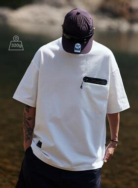 Quentin Marx日系男士320g重磅短袖T恤宽松潮牌纯棉体恤大码夏季