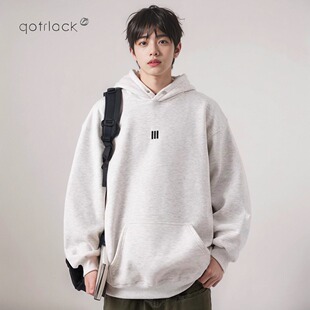 QOTRIOCK美式连帽卫衣男春季潮牌高级感宽松百搭刺绣情侣帽衫外套